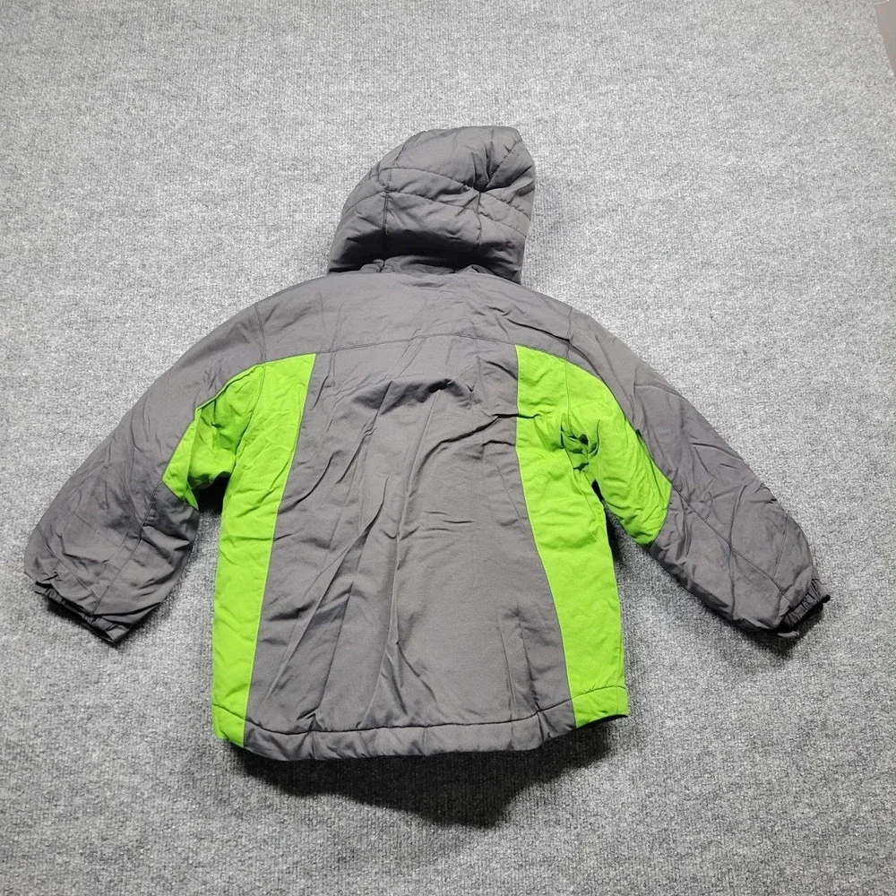 The Childrens Place Jacket‎ Boys XS 4 Gray Green Hooded Puffer Coat Snow Winter